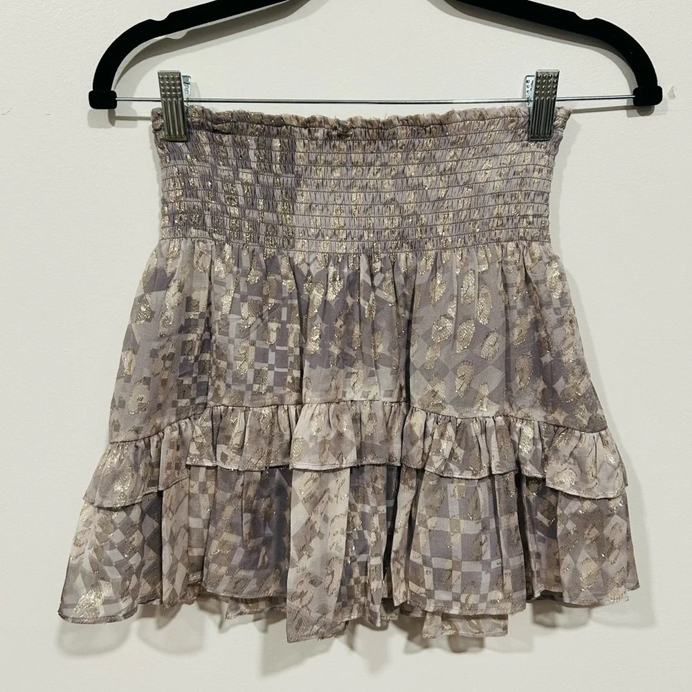 Ramy Brook Metallic Silk Ruffle Mini Skirt – Size Small - Picture 4 of 8